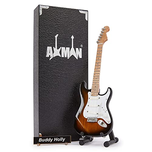 Axman Buddy Holly Miniatur-Gitarren-Nachbildung – Musik-Geschenke – Handgefertigtes Ornament 1/4 Maßstab – inklusive Displaybox, Namensschild und Miniatur-Gitarrenständer von AXMAN