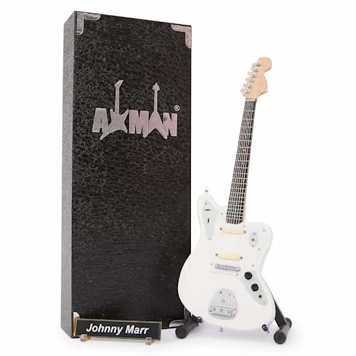 Axman Johnny Marr (The Smiths) Miniatur-Gitarren-Nachbildung – Musikgeschenke – Handgefertigte Ornamente im Maßstab 1/4 – inklusive Displaybox, Namensschild und Miniatur-Gitarrenständer von AXMAN