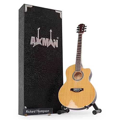 Axman Richard Thompson Miniatur-Gitarren-Nachbildung – Musikgeschenke – Handgefertigtes Ornamentmaßstab 1/4 – inklusive Displaybox, Namensschild und Miniatur-Gitarrenständer von AXMAN