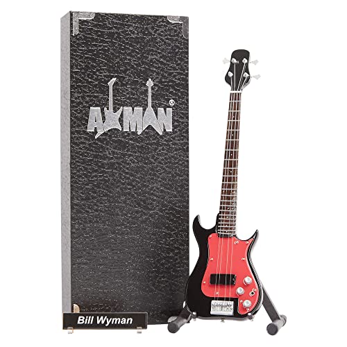 Bill Wyman (The Rolling Stones) – Wyman Bass: Miniatur-Gitarren-Nachbildung – Musik-Geschenke – Handgefertigtes Ornament 1/4 Maßstab – inklusive Displaybox, Namensschild und Miniatur-Gitarrenständer von AXMAN