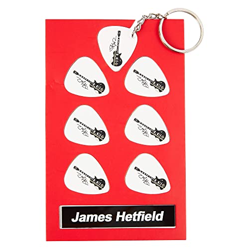 James Hetfield Gitarrenplektrum Geschenkset | 6 Künstlerplektren | 1 Künstler-Schlüsselanhänger, weiß von AXMAN