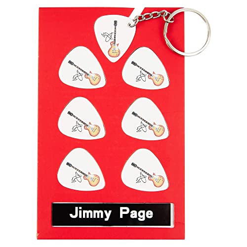 Jimmy Page Gitarre Plektrum Geschenkset | 6 Künstler Plektren | 1 Künstler Schlüsselanhänger von AXMAN