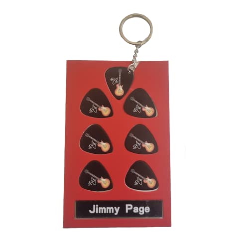 Jimmy Page Gitarrenplektrum Geschenkset | 6 Künstlerplektren | 1 Künstler-Schlüsselanhänger, Schwarz von AXMAN