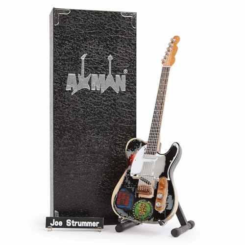 Joe Strummer 1966 Miniatur-Gitarren-Nachbildung – Musikgeschenke – Handgefertigte Ornamente im Maßstab 1/4 – inklusive Displaybox, Namensschild und Miniatur-Gitarrenständer von AXMAN