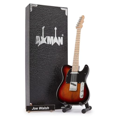 Axman Joe Walsh Hotel California Miniatur-Gitarren-Nachbildung – Musikgeschenke – Handgefertigte Ornamente im Maßstab 1/4 – inklusive Displaybox, Namensschild und Miniatur-Gitarrenständer von AXMAN