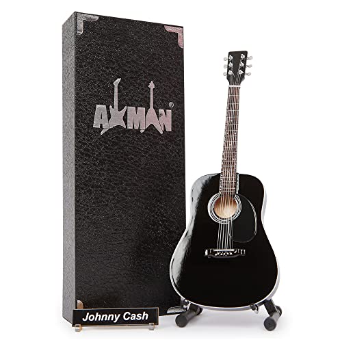 Johnny Cash: Black Acoustic - Miniatur-Gitarren-Replik – Musikgeschenke – handgefertigte Verzierung von AXMAN