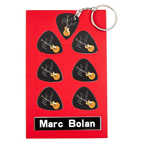 Marc Bolan Gitarre Plektrum Geschenkset | 6 Künstler Plektren | 1 Künstler Schlüsselanhänger von AXMAN