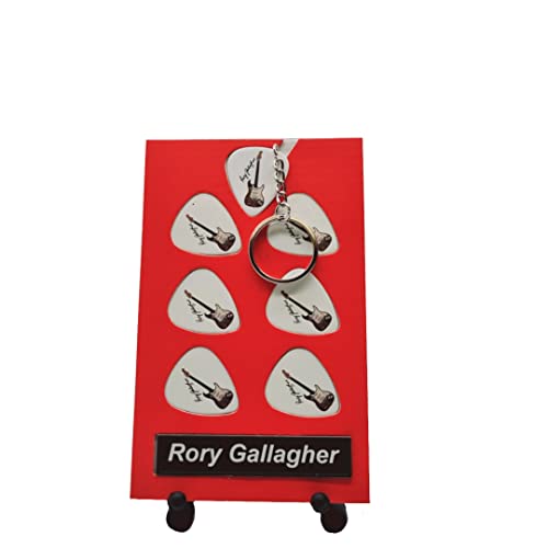 Rory Gallagher Gitarre Plektrum Geschenkset | 6 Künstler Plektren | 1 Künstler Schlüsselanhänger von AXMAN