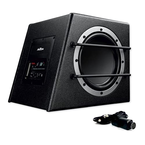 AXTON ATB20A – 20 cm / 8“ Aktiv Subwoofer für Auto und Reisemobile, kompakte Gehäuse Bass Box mit Verstärker, aktive Basskiste mit High Level Eingängen, 100 Watt RMS von AXTON