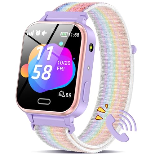 AXYWINBO Smartwatch Märchen Hörbücher Graffiti Zeichnung, Smart Watch Telefon für Kinder, Puzzlespiele Musik Player Taschenlampe SOS Schrittzähler Wecker, Geburtstagsgeschenk für Kinder, Violett von AXYWINBO