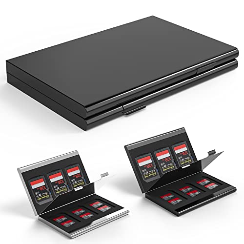 AYCLIF Aluminium Speicherkartenetui Stoßfestes Speicherkartenetui für 12 Micro SD SDXC SDHC TF Karten und 6 SD SDXC SDHC Karten (Schwarz) von AYCLIF