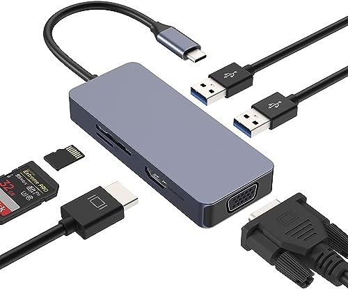 Docking Station USB C 6 in1 AYCLIF, Adattatore HDMI VGA Dual Monitor - USB 2.0, lettore schede SD/TF - Compatibile Con MacBook Pro/Air, Dell/HP/Lenovo Docking Station USB C 6 in1 AYCLIF, Adattatore HDMI VGA Dual Monitor - USB 2.0, lettore schede SD/TF - Compatibile Con MacBook Pro/Air, Dell/HP/Lenovo von AYCLIF