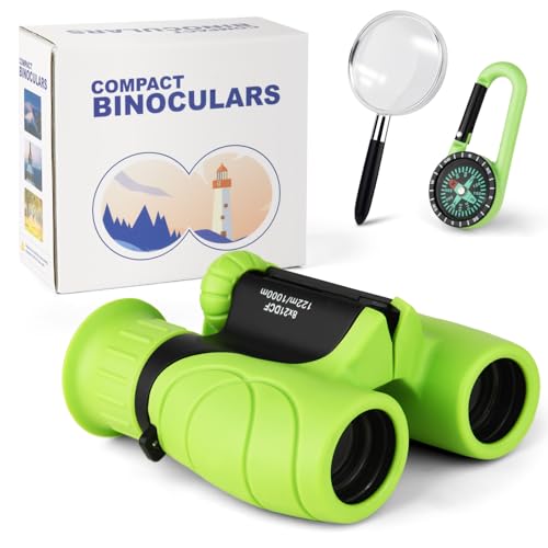 AYESY Fernglas für Kinder, Ferngläser Klein mit Lupe und Kompass Teleskop Geburtstagsgeschenke Outdoor-Spielzeug für 3–12 Jahre Mädchen Jungen Weihnachten perfekt für Vogelbeobachtung Wandern (Grün) von AYESY