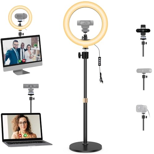 Webcam Selfie Licht Halterung, 26 cm Ringlicht mit Webcam Tisch-Halter und magnetischer Halter, kompatibel mit Logitech C920 StreamCam C922 C930 C925 C615 BrioWebcams von AYIZON