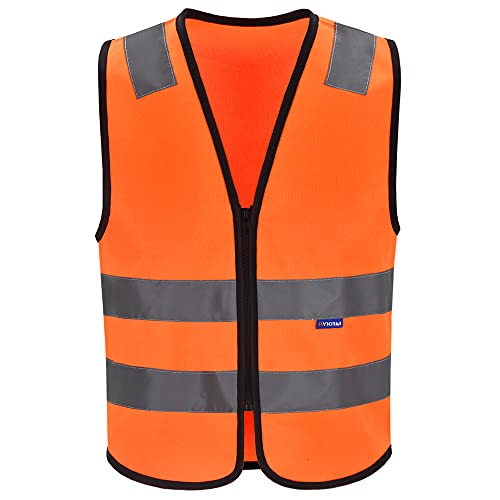 AYKRM Mehrere farben, Unisex hochsichtbare Warnweste Hohe Sichtbarkeit Warnweste Reflektierende Weste Reißverschluss Sicherheitswesten EN ISO 20471 (L, Orange) von AYKRM