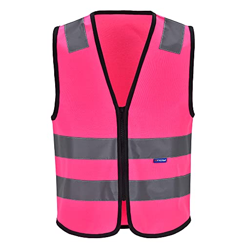 Mehrere farben, Unisex hochsichtbare Warnweste Hohe Sichtbarkeit Warnweste Reflektierende Weste Reißverschluss Sicherheitswesten EN ISO 20471 (L, Pink) von AYKRM