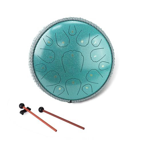 13 Zoll 15 Notizen Stahlzunge Drum D Key Zungen -Trommel -Handpan Percussion Instrument mit Schlägel für Traumxploration Musikausbildung, Handpan Trommel, Panzertrommel Rain Drum (13inch) von AYNEFY