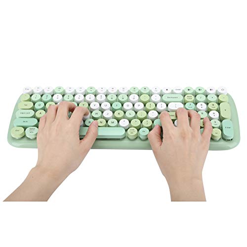 AYNEFY Bluetooth Tastatur Grün Bluetooth 5.1 Wireless Keyboard Gaming Tastaturen MultiDevice Tastatur für Laptop Mobile Tablet Intelligent Stylish Vintage Round Key (Grün) von AYNEFY
