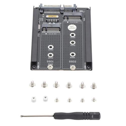 AYNEFY Dual M.2 SSD auf 2,5-Zoll Adapter, NGFF B M Key M.2 SSD-Karte für 2230/2242/2260, 6 Gbps III Interface, für 2230/2242/2260/2280 Format SSD, mit Rahmenhalterung AYNEFY Dual M.2 SSD auf 2,5-Zoll Adapter, NGFF B M Key M.2 SSD-Karte für 2230/2242/2260, 6 Gbps III Interface, für 2230/2242/2260/2280 Format SSD, mit Rahmenhalterung von AYNEFY