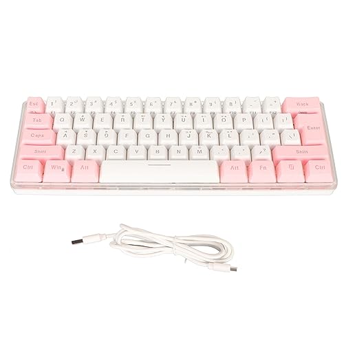 AYNEFY RGB-Gaming-Tastatur, Kompakte 61-Tasten-Tastatur mit 6 Hintergrundbeleuchtungseffekten und Ergonomischem Design für Schreibkräfte, Kompatibel mit 11 10 8 7 Vista, mit (Rosa Weiß) von AYNEFY