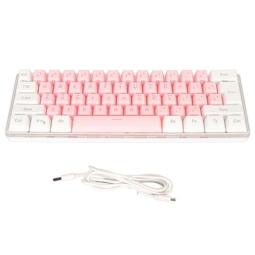 AYNEFY RGB-Gaming-Tastatur, Kompakte 61-Tasten-Tastatur mit 6 Hintergrundbeleuchtungseffekten und Ergonomischem Design für Schreibkräfte, Kompatibel mit 11 10 8 7 Vista, mit (Weiß Rosa) von AYNEFY