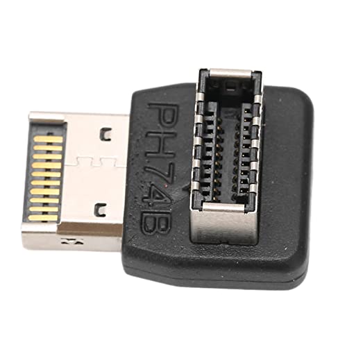AYNEFY TYP E-Adapter-Header, PC-Motherboard USB3.1 10G 90-Grad-Lenkwinkel-Konverter, Typ-E-Stecker auf Buchse, Rechtwinkliger Interner Motherboard-Header-Konverter (PH74B) von AYNEFY