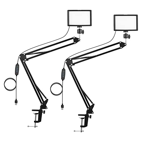 Fotografie-Beleuchtungskit Dimmbar, USB-Video-Licht-Kit mit Einstellbarem Stativ, Farbfilter für Videoaufnahmen, Stream, Schreibtisch, Gam, Lehre, 3200K-5600K (2 Sätze) von AYNEFY
