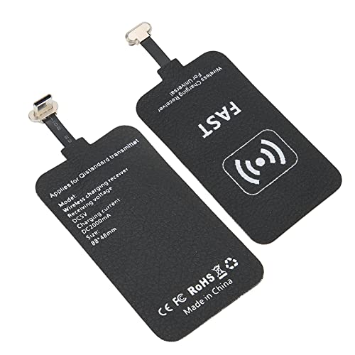 Micro USB Wireless Ladeempfänger, 5V 2A 10W Wireless Qi Ladegerät Adapter, Micro USB Handy Ladeempfängermodul für USB C Android Handys von AYNEFY