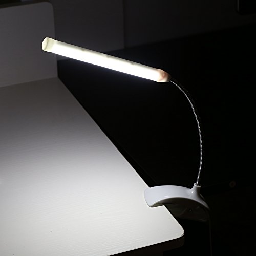 USB-LED-Leselampe, Clip-on-Bett-Schreibtisch-Arbeitszimmer-Schreibtischlampe 3-farbiges Elektrisches Clip-Licht 360 ° -Bestrahlungsbereich Bett-Schreibtisch-Arbeitszimmer-Büro-Schlafzimmer(Weiß) von AYNEFY
