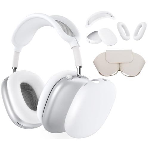 AYNKH Case für Airpods Max mit Kopfhörertasche aus Leder, Weiche Silikon Schutzhülle für Airpods Max Hülle Anti-Scratch Ear Pad Case Hülle Kopfhörer Over Ear Case Anti-Staub Stirnbandabdeckung von AYNKH