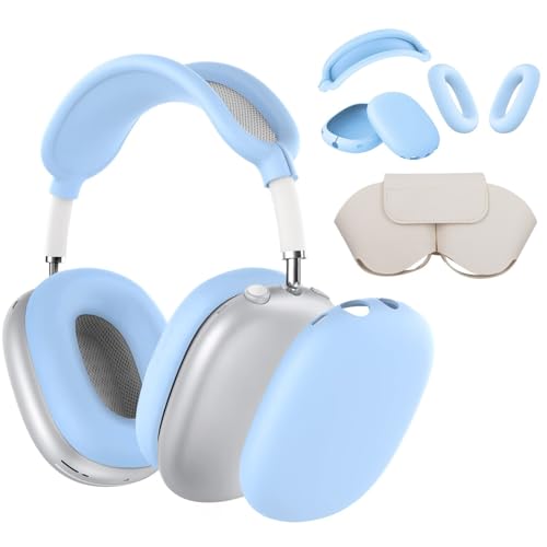 AYNKH Case für Airpods Max mit Kopfhörertasche aus Leder, Weiche Silikon Schutzhülle für Airpods Max Hülle Anti-Scratch Ear Pad Case Hülle Kopfhörer Over Ear Case Anti-Staub Stirnbandabdeckung von AYNKH