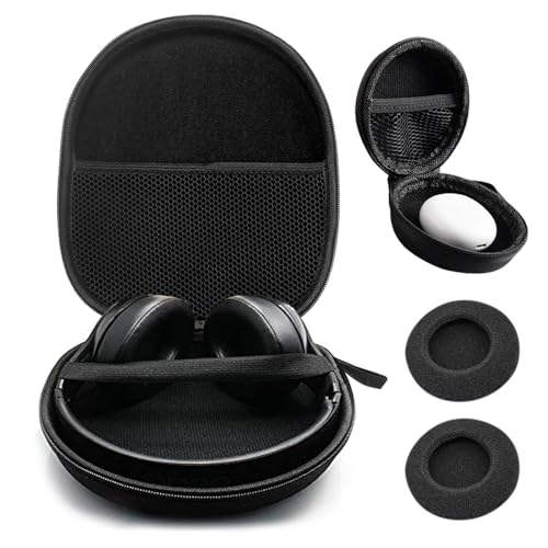 AYNKH Große Kopfhörer-Tragetasche, universal, Schutzhülle, tragbare Tasche, Hartschalen-Reisetasche mit Ladekabel-Aufbewahrung, fester Gurt, mit 1 kleinen Kopfhörer-Box und 2 von AYNKH