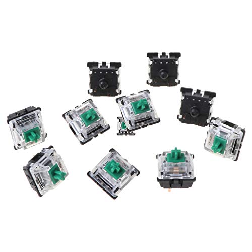 AYPOHU 10 Stück Mechanische Tastatur Gateron MX 3 Pin Grüner Schalter Transparent Für Gehäuse Mechanische Tastaturschalter von AYPOHU