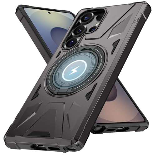 AYSZNBLA Schutzhülle für Galaxy S25 Ultra mit Ständer, militärische Qualität, matte Rückseite, stoßfest, zweilagiger Schutz, eingebauter 360° drehbarer Ständer, Ringschutzhülle für Galaxy S25 Ultra von AYSZNBLA