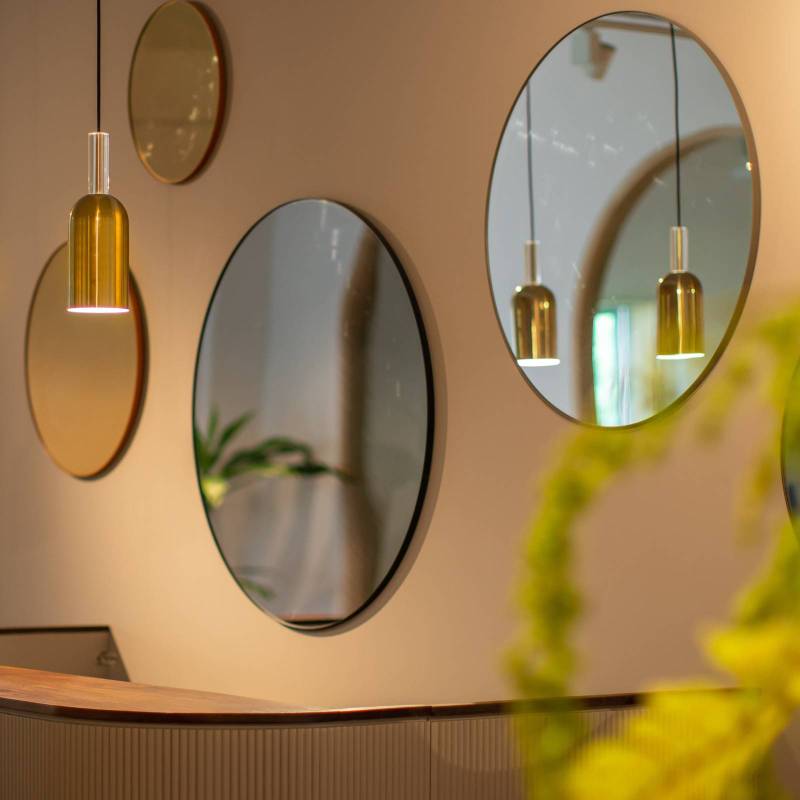 AYTM Spiegel Circum, klar / graubraun, Ø 70 cm, Glas, Holz von AYTM
