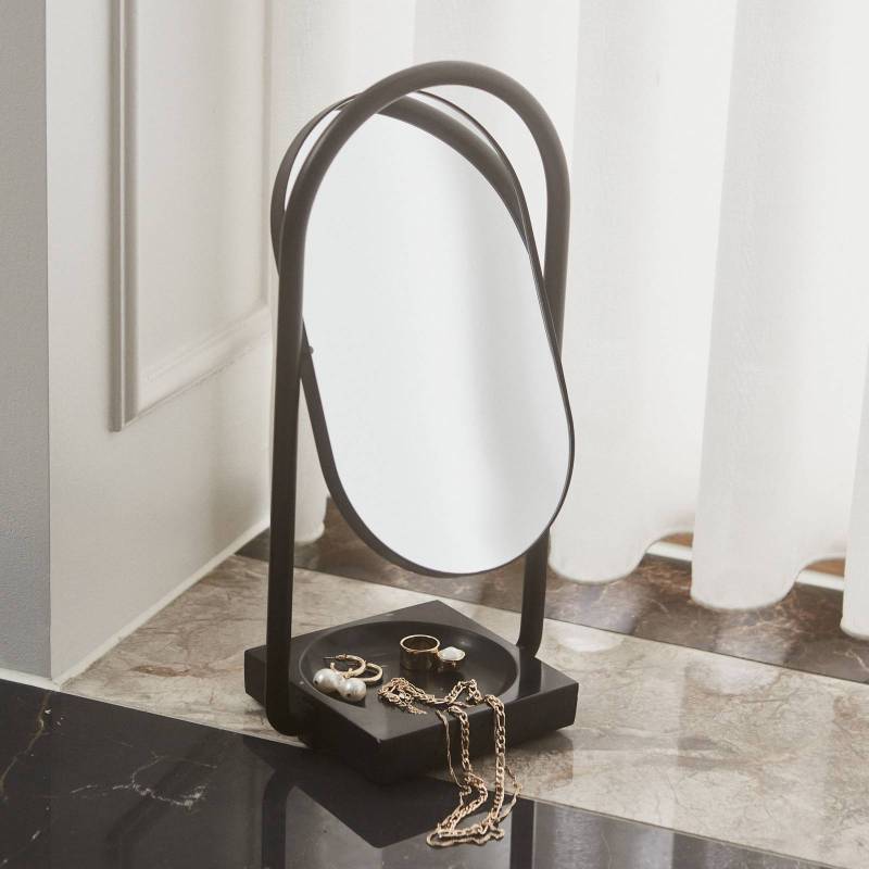 AYTM Tischspiegel Angui, schwarz, Höhe 35 cm, Glas, Marmor von AYTM