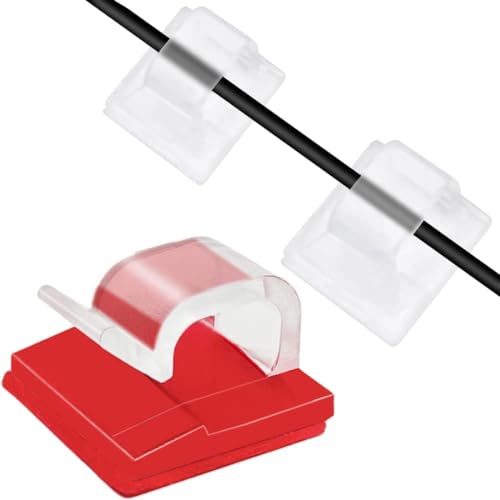 100 Stück Kabelhalter Selbstklebend, Indoor & Outdoor Kabel Clips Kabelführung Organizer, Kabelclips Kabelklemmen Kabelmanagement Dekoration Haken Draht Halter für Kabelbefestigung Lichterkette von AYWFEY