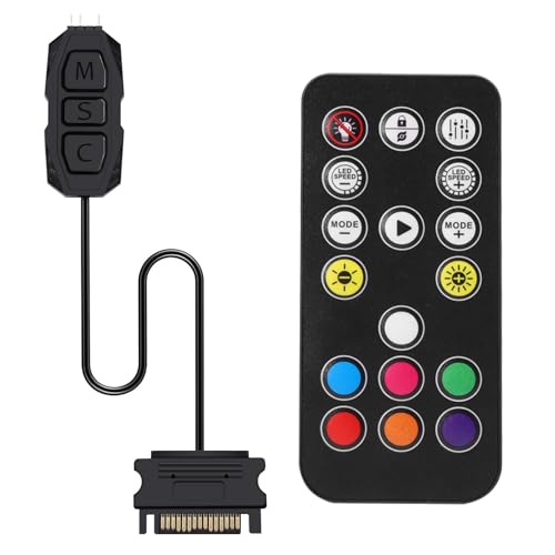 ARGB Controller mit Fernbedienung AYWHP 5V 3-Pin 17 Key Remote Control Switch Fan Hub ARGB Splitter, SATA Power RGB Fans Controller für PC Case Fans, RGB-Lüftern, PC Computer Fall ARGB Controller mit Fernbedienung AYWHP 5V 3-Pin 17 Key Remote Control Switch Fan Hub ARGB Splitter, SATA Power RGB Fans Controller für PC Case Fans, RGB-Lüftern, PC Computer Fall von AYWHP