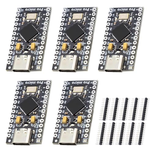 Pro Micro mit 32u4 Chip Development Board, 5 PCS Pro Micro 5V/16MHz Nano Mikrocontroller Development Board mit integrierter USB-Updater Typ-C Schnittstelle Kompatibel mit Arduino IDE Pro Micro mit 32u4 Chip Development Board, 5 PCS Pro Micro 5V/16MHz Nano Mikrocontroller Development Board mit integrierter USB-Updater Typ-C Schnittstelle Kompatibel mit Arduino IDE von AYWHP