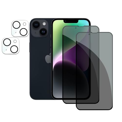 2 Stück Hartglas Anti-Spy für iPhone 14 mit 2 Stück Rückseitenschutz, Sichtschutz 9H Härte, Displayschutzfolie für Glas, kratzfest von AYWLPP