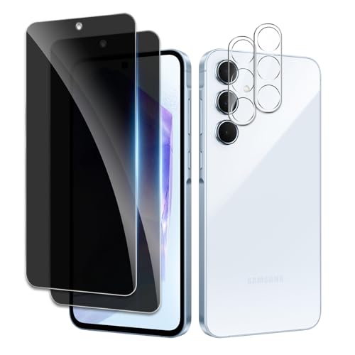 2 Stück Sichtschutz für Samsung Galaxy A55 mit 2 Stück Kameraschutz, Anti-Spähen Privatsphäre Schutzfolie,Anti-Spy Panzer Schutz Glas Folie, HD Blickschutzfolie, 9H Härte, Anti-Kratzer von AYWLPP