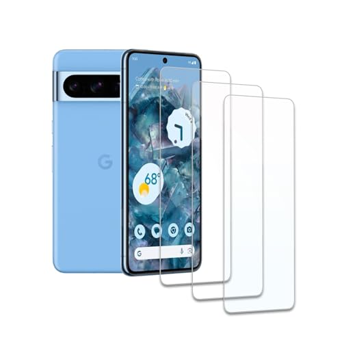 3 Stück Schutzfolie für Google Pixel 8 Pro, HD Displayschutzfolie, Panzer Schutz Glas, Gehärtetes Glas Displayschutz, 9H Härte, Hat Keinen Einfluss auf die Hülle, Anti-Kratzen, Anti-Öl von AYWLPP