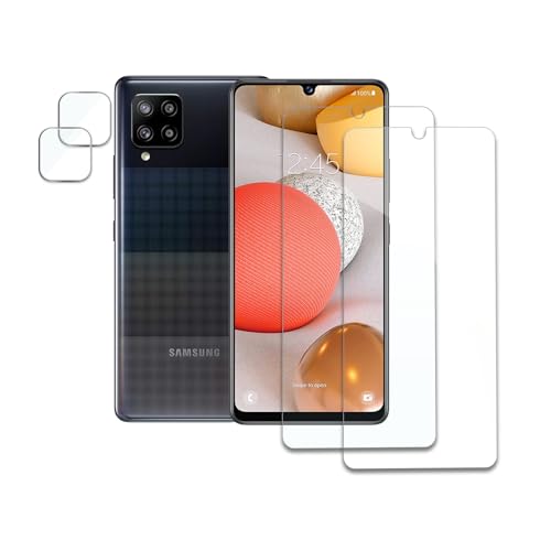 Schutzfolie für Samsung Galaxy A42 5G, 2 x Gehärtetes Glas Displayschutz und 2 x Kameraschutz, Panzer Schutz Glas, HD Displayschutzfolie, 9H Härte, Hat Keinen Einfluss auf die Hülle, Anti-Kratzen von AYWLPP