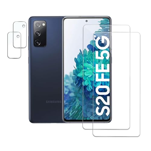 Schutzfolie für Samsung Galaxy S20 FE, 2 x Gehärtetes Glas Displayschutz und 2 x Kameraschutz, Panzer Schutz Glas, HD Displayschutzfolie, 9H Härte, Hat Keinen Einfluss auf die Hülle, Anti-Kratzen von AYWLPP