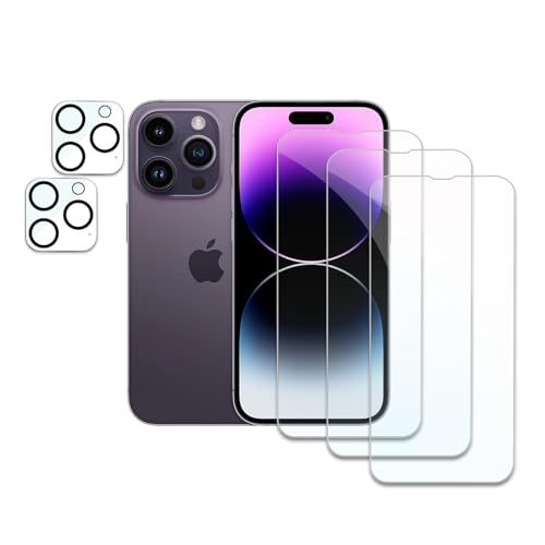 Schutzfolie für iPhone 14 Pro Max, 2 x Gehärtetes Glas Displayschutz und 2 x Kameraschutz, Panzer Schutz Glas, HD Displayschutzfolie, 9H Härte, Hat Keinen Einfluss auf die Hülle, Anti-Kratzen von AYWLPP