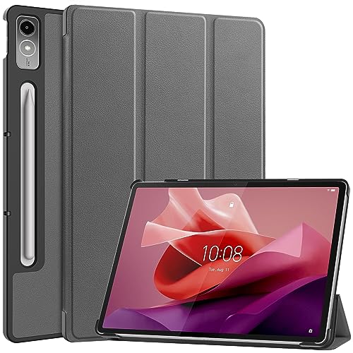 AYXYYDS Hülle für Lenovo Tab P12 12.7 Inch (2023), Schutzhülle Ultradünne PU Leder mit Standfunktion und Auto Schlaf/Wach Kompatibel mit Lenovo Tab P12 12.7 Inch (2023) (Gray) von AYXYYDS