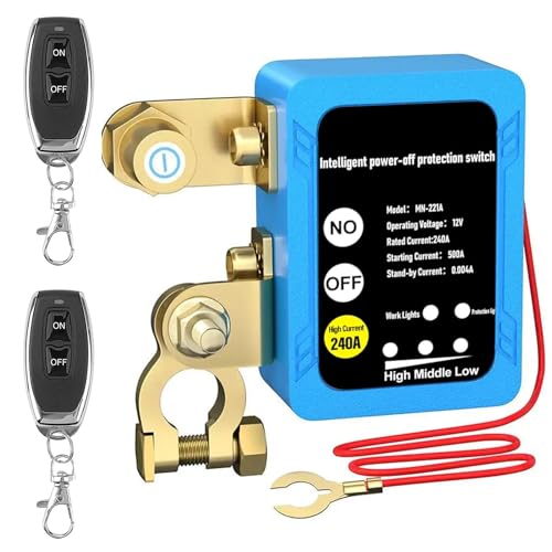 AYYDS Auto Batterie Trennschalter, 12V 240A Auto Batterieschalter mit 2 Drahtloser Ferngesteuerter, Anti-Diebstahl Batterie Kill Switch, Auto Trennrelais für Auto Wohnmobil RV ATV LKW Boot(Regulär) von AYYDS