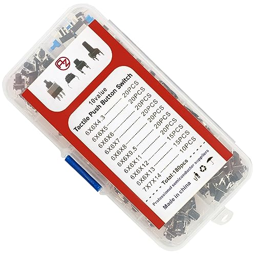 AZDelivery 1 x Mikroschalter Taster Set - 180 Stück, Verschiedene Größen, Vielseitige Taster für Elektronik- und Mikrocontroller-Projekte von AZDelivery