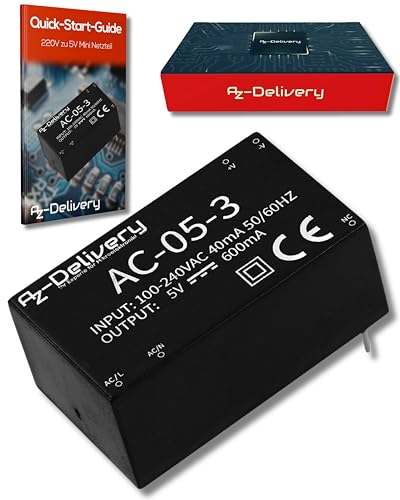 AZDelivery 220V zu 5V Mini-Netzteil kompatibel mit Arduino und Raspberry Pi inklusive E-Book! von AZDelivery