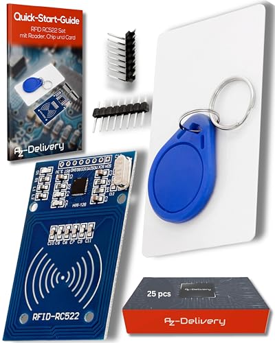 AZDelivery 25 x RFID Kit RC522 mit Reader, Chip und Card 13,56MHz SPI kompatibel mit Arduino und Raspberry Pi inklusive E-Book! von AZDelivery